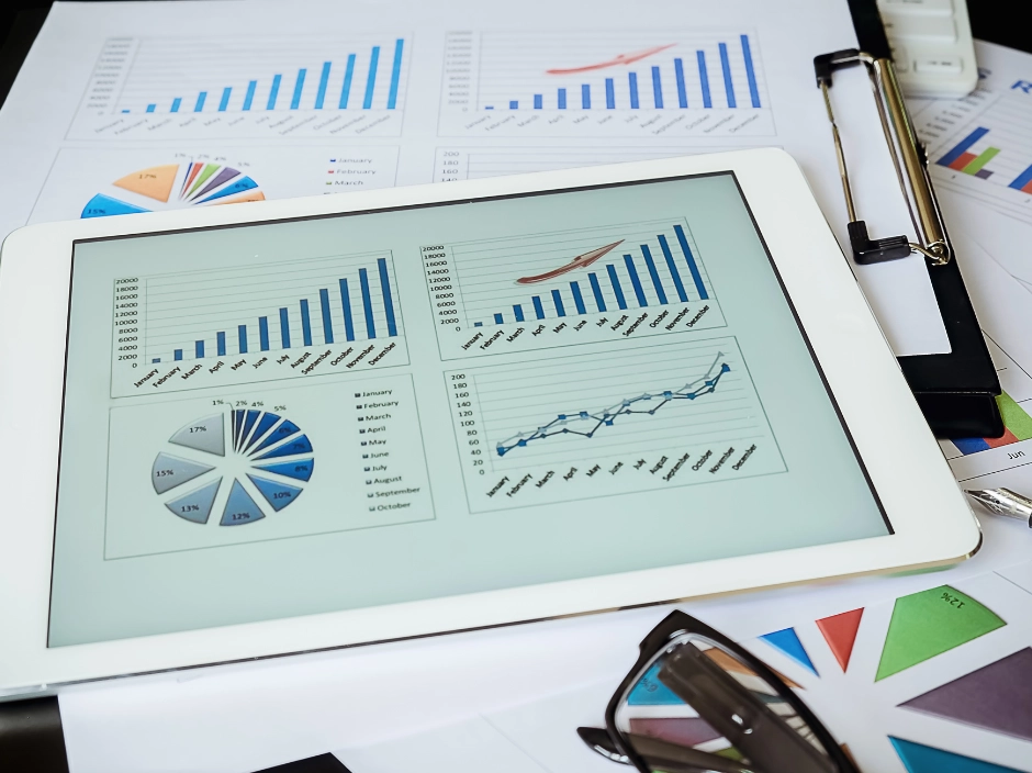 Healthcare financial reporting dashboard showing revenue trends.